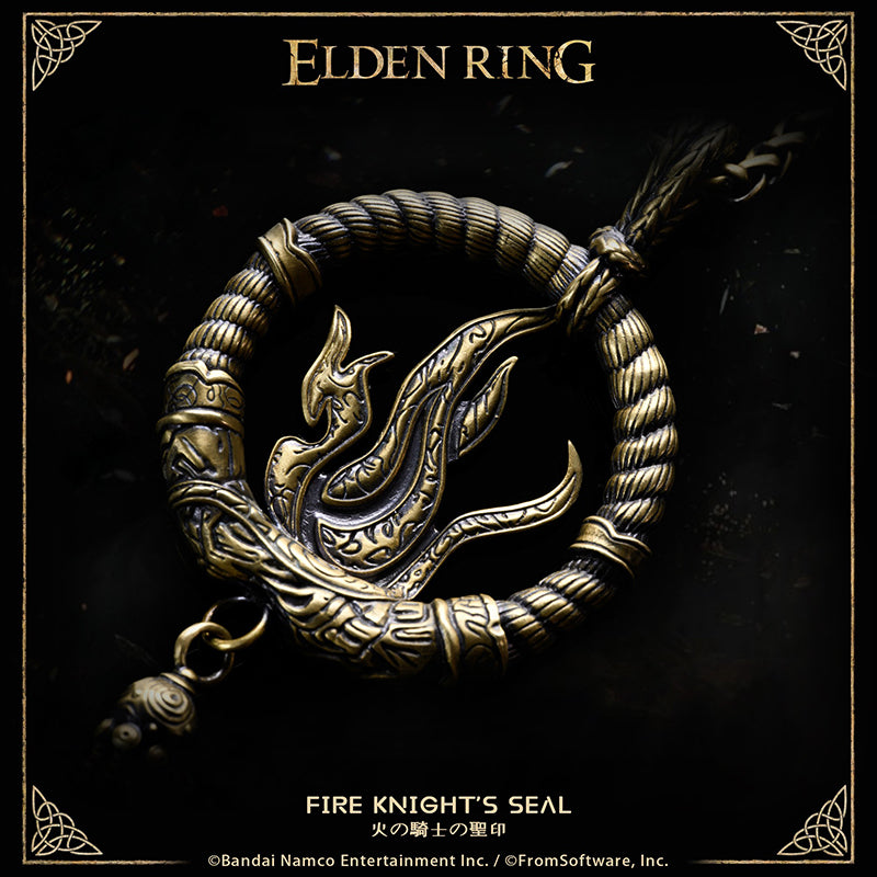 Starforged ELDEN RING Sacred Seal Fire Knight's Seal Game Merchandise Officially Authorized Sacred seal of the Fire Knights, who answer directly to Messmer the Impaler.   Enhances fire incantations of Messmer.  The emblem of Messmer's army depicts a golden ring and the fire of his sacred seal